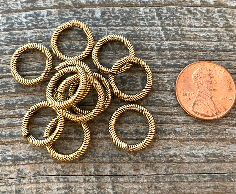 14mm Extra Large Gold Jump Rings Thick Textured Antiqued Gold Etsy