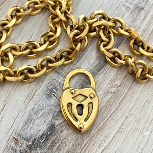 Heart Lock Charm, Rustic Brown Lock Pendant, Artisan Jewelry Supplies, Carson's Cove, BR-6184 image 5