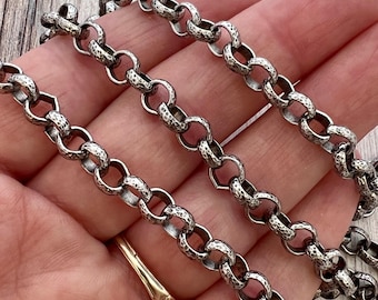 Rolo Chain Oxidized Silver, Thick Antiqued Silver Chain by the Foot, Carson's Cove Jewelry Supplies, PW-2008