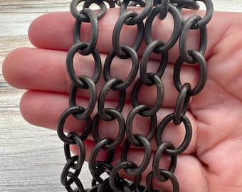 Chunky Rustic Brown Chain, Large Oval Cable Links, Bulk Chain By Foot, Necklace Bracelet Making, BR-2057