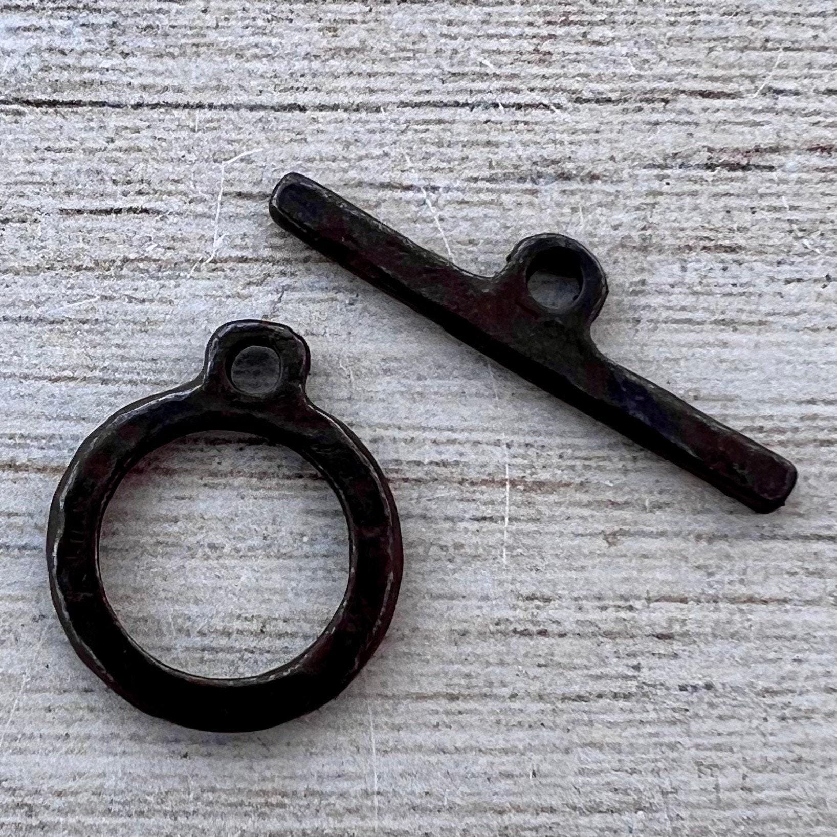 Medium Toggle Clasp, Rustic Brown Closure, Artisan Necklace Bracelet Components Findings, BR-6272