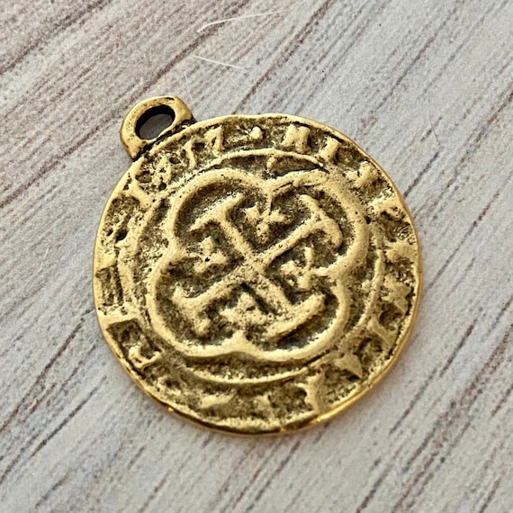 Old World Spanish Coin Replica Cross Charm Pendant Shipwreck