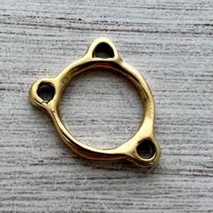 Gold Rosary Center, Gold Connector, Hammered Connector, Artisan Connector, 3 Way Connector, Y Necklace, GL-6258
