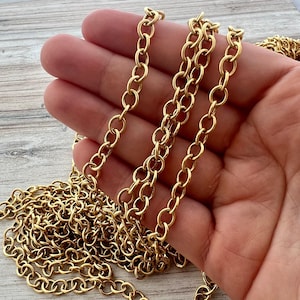 Gold Circle Link Cable Chain by the Foot, Jewelry Making Supplies, GL-2056