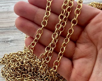 Gold Circle Link Cable Chain by the Foot, Jewelry Making Supplies, GL-2056