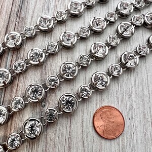 Large, Chunky Silver Crystal Rhinestone Chain Chain by the Foot, Jewelry Supplies, PW-2048 image 4