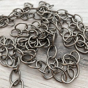 Antieke zilveren ketting, grote ovale kabelschakels, bulkketting te voet, ketting, armband maken, PW-2016 afbeelding 5