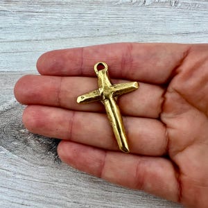 Rugged Hammered Cross Pendant, Gold Cross, Charm for Jewelry Making Supplies, GL-6329 image 7