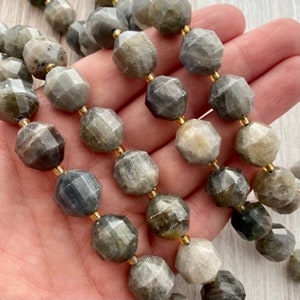 Half Strand Labradorite, Faceted Round, Rondelles, 12mm x 13mm, BD-0007