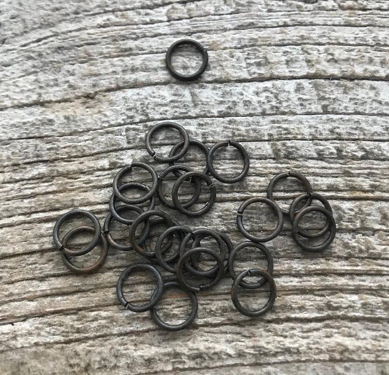 8mm Jump Rings, Rustic Brown Jump Rings, Antiqued Jump Rings, 25 jump rings, BR-3003 image 3