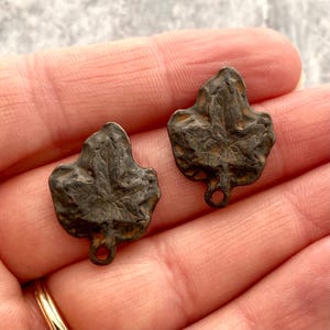 2 Maple Leaf Charm, Antiqued Rustic Brown Nature Tree Charm for Jewelry Making, BR-6202
