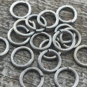 11 mm große silberne Biegeringe, strukturierter Biegering, Biegeringe, 10 Ringe, PW-6389