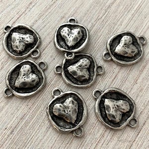 2 connecteurs en argent coeur gonflé, Fournitures pour fabrication de bijoux artisanale, PW-6157 image 4