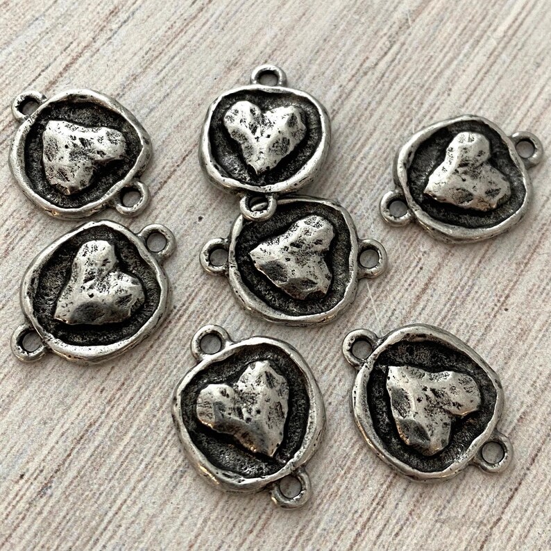 2 connecteurs en argent coeur gonflé, Fournitures pour fabrication de bijoux artisanale, PW-6157 image 4