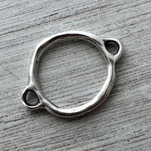 Silver Two Way Connector, Artisan Hammered Connector, Earring Hoop, Charm Holder, SL-6259