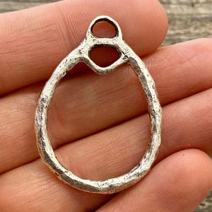 Hammered Hoop Charm Holder, Silver Artisan Earring Finding, SL-6094