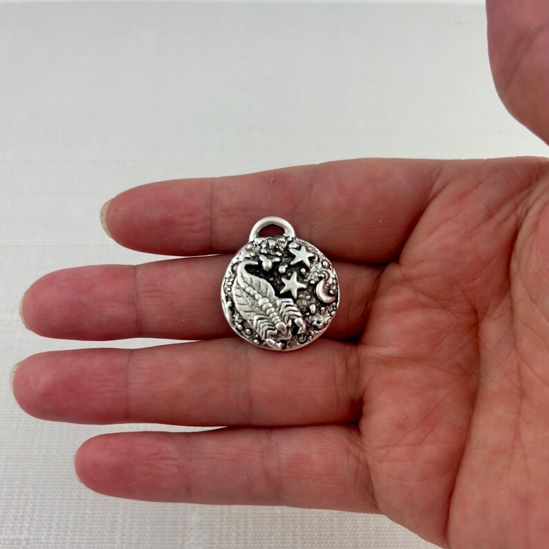 Zodiac Pendant, Silver Horoscope Charm, Birth Month Astrology Jewelry Making Medal, SL-6324 image 7