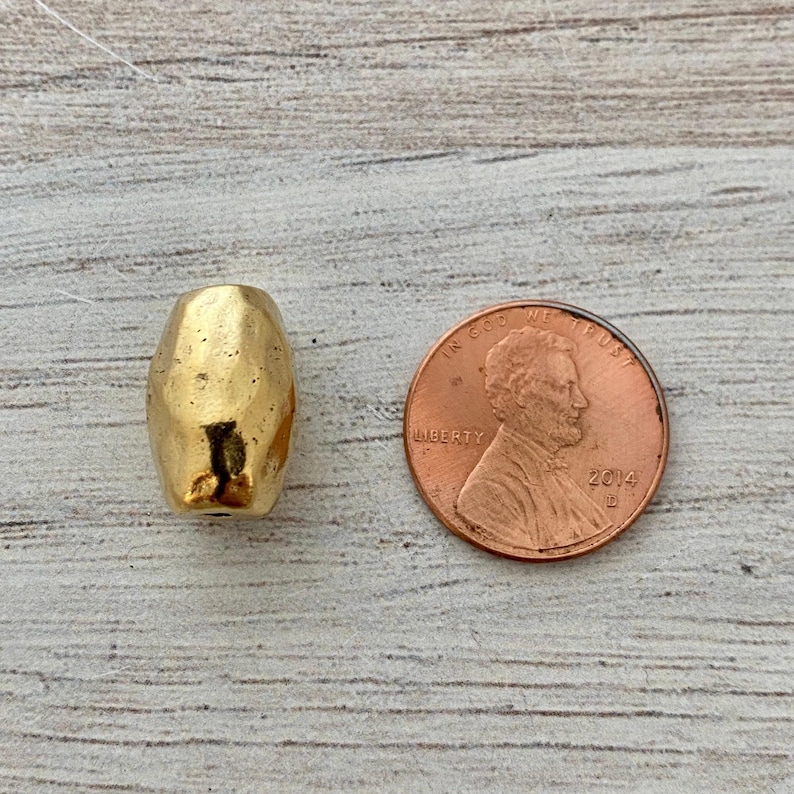 Grande perle coulissante ovale en forme de baril artisanal, résultat d'or vieilli, Fournitures pour bijoux, GL-6174 image 8