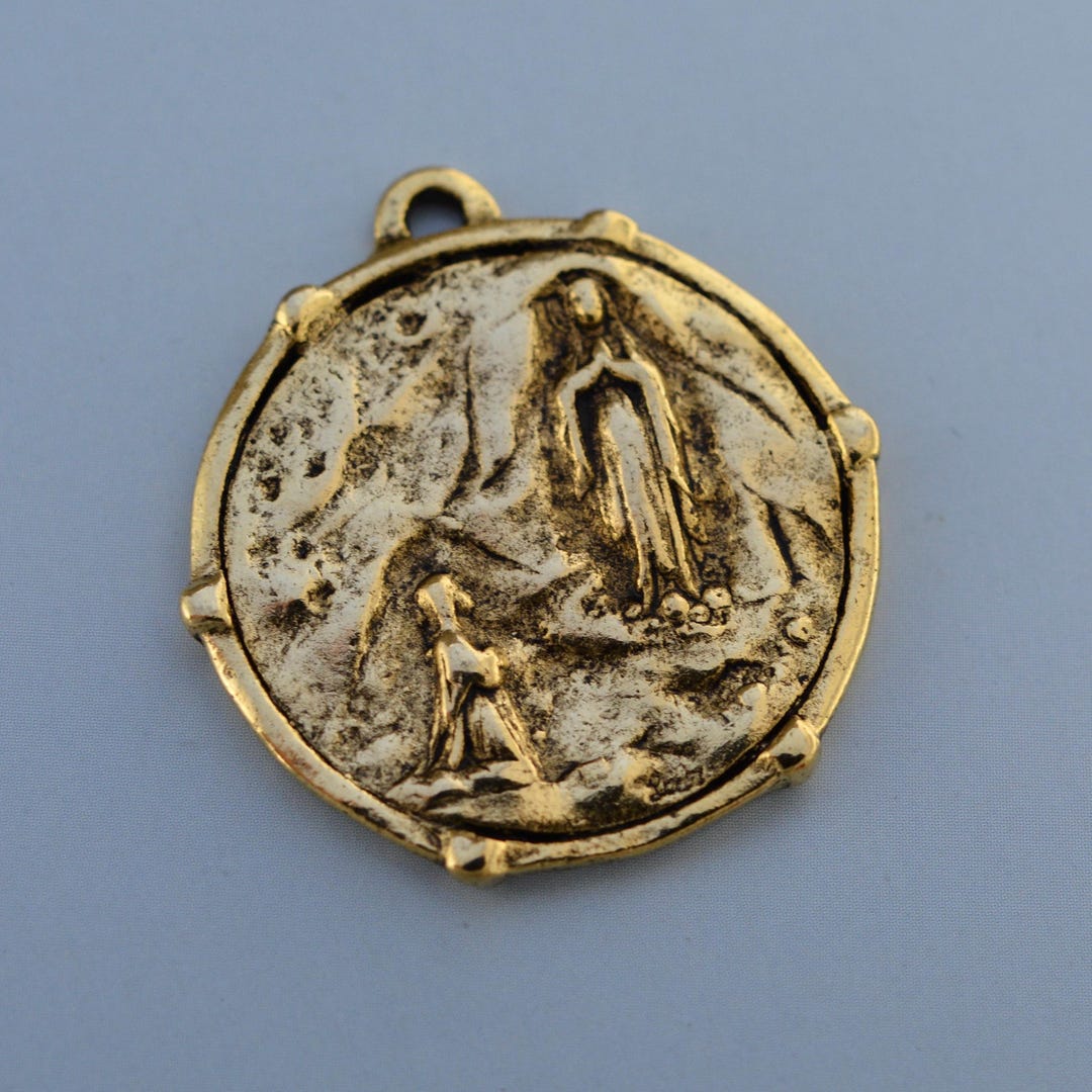 Mary Medal, Our Lady of Lourdes, Catholic Necklace, Religious Charm ...