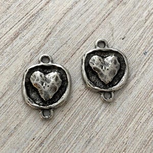 2 connecteurs en argent coeur gonflé, Fournitures pour fabrication de bijoux artisanale, PW-6157 image 3