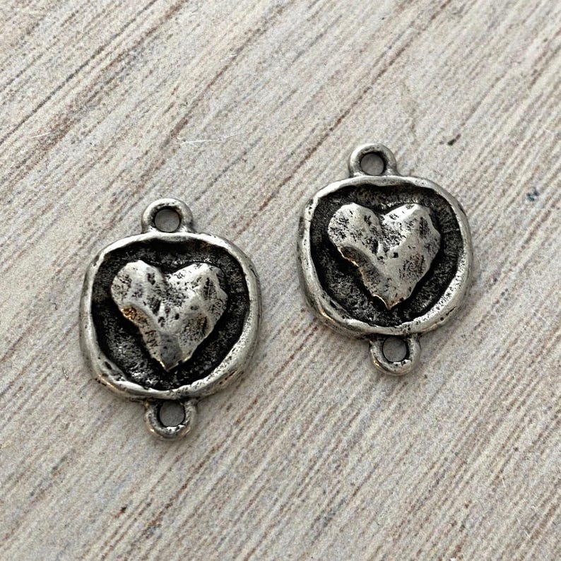 2 connecteurs en argent coeur gonflé, Fournitures pour fabrication de bijoux artisanale, PW-6157 image 3