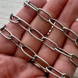 Minimalist Large Clip Silver Chain by the Foot, Rectangle  Paperclip Chain, Jewelry Supplies, PW-2054