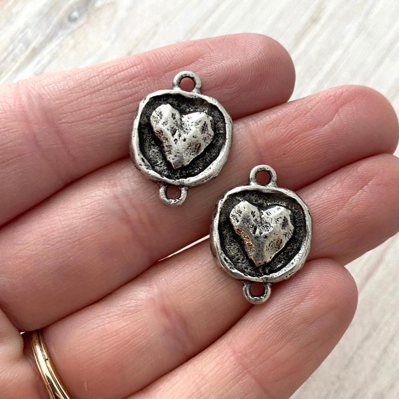 2 connecteurs en argent coeur gonflé, Fournitures pour fabrication de bijoux artisanale, PW-6157 image 5