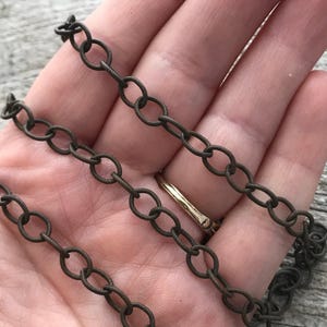 Textured Circle Cable Chain, Etched Antiqued Rustic Brown, Bulk Chain By Foot, Necklace Bracelet, BR-2009
