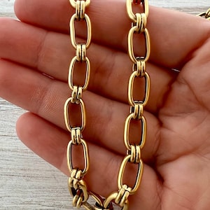 Gold Oval Chain, Alternating Long and Short Links, Chain by the Foot, Jewelry Supplies, GL-2059