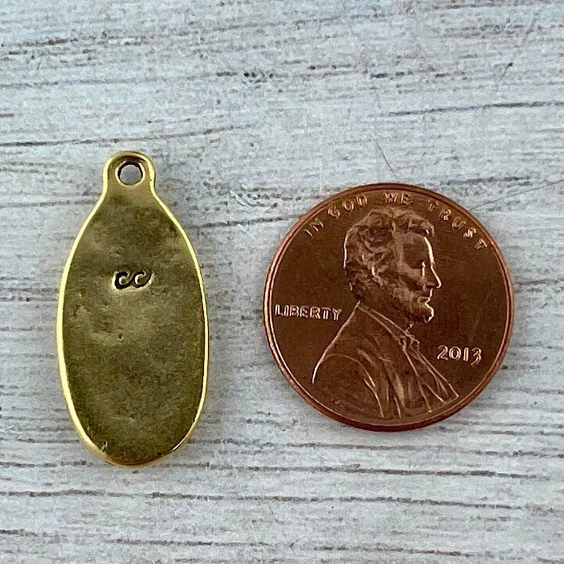 Oval Cross Charm, Gold Pendant, Artisan Jewelry Findings, GL-6309 image 6