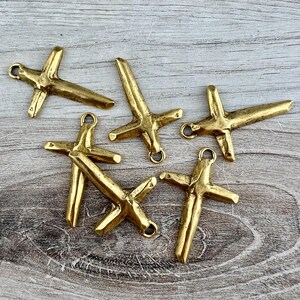 Rugged Hammered Cross Pendant, Gold Cross, Charm for Jewelry Making Supplies, GL-6329 image 5