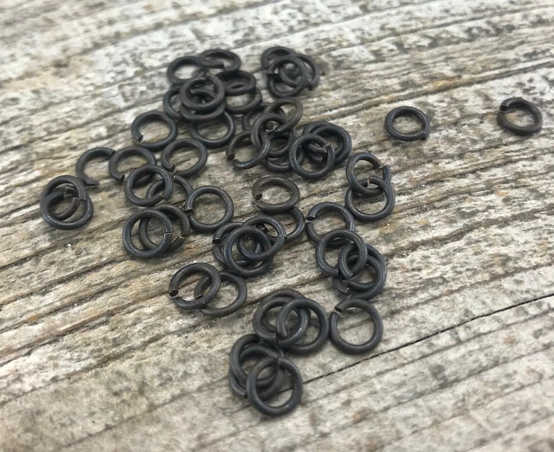 6mm Jump Rings, Rustic Brown Jump Rings, Antiqued Jump Rings, 50 jump rings, BR-6390 image 1