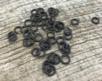 6mm Jump Rings, Rustic Brown Jump Rings, Antiqued Jump Rings, 50 jump rings, BR-3004