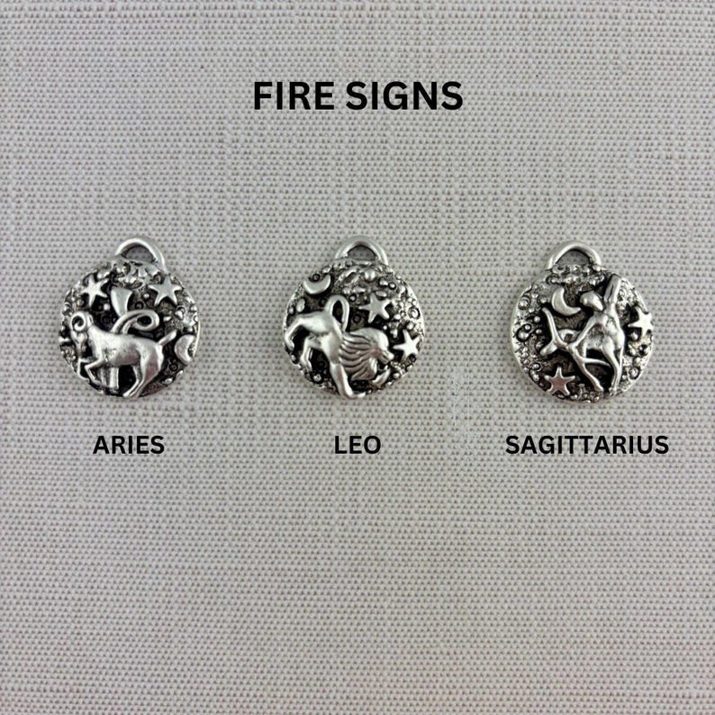 Zodiac Pendant, Silver Horoscope Charm, Birth Month Astrology Jewelry Making Medal, SL-6324 image 4