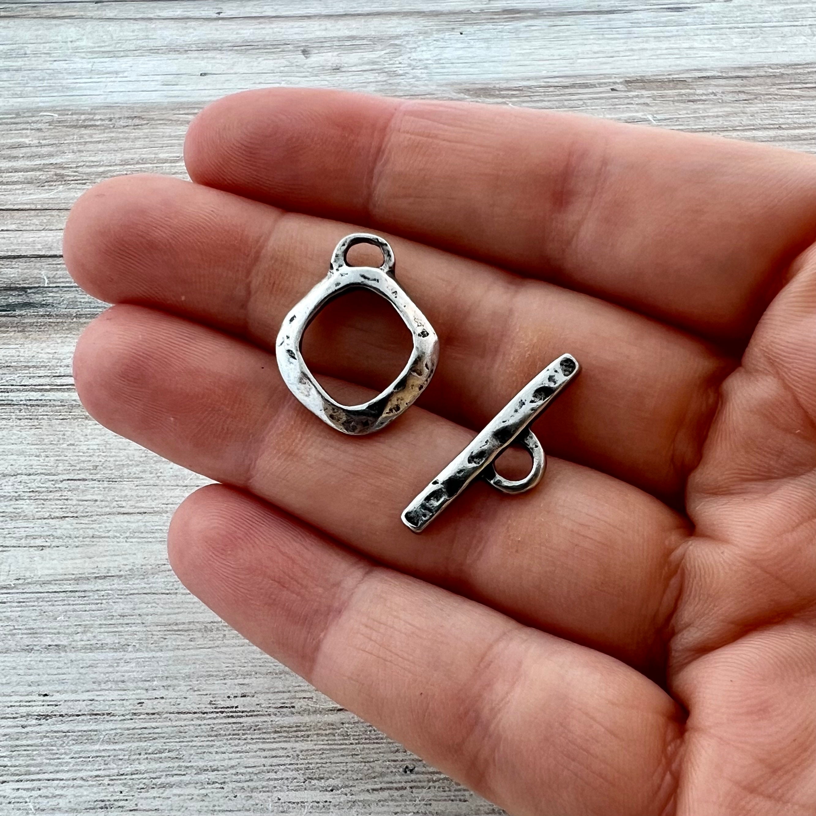 Diamond Toggle Clasp, Antiqued Silver Pewter Closure, Artisan Necklace Bracelet Components Findings, PW-6268