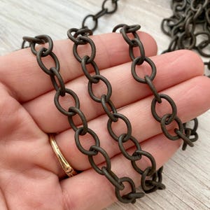 Large Smooth Chain, Oval Cable Bulk Chain By Foot, Rustic Brown Necklace Bracelet Jewelry Making BR-2028