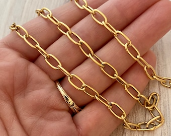 Clip Chain, Minimalist Rectangle Gold Chain by the Foot, Paperclip, Jewelry Supplies, GL-2033