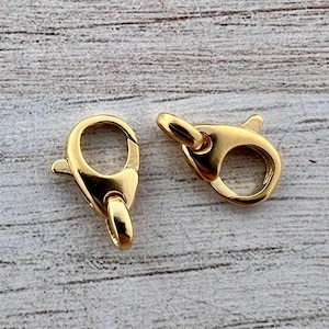 2 fermagli medi a forma di moschettone in oro, componenti artigianali per la creazione di gioielli con collane, GL-6284