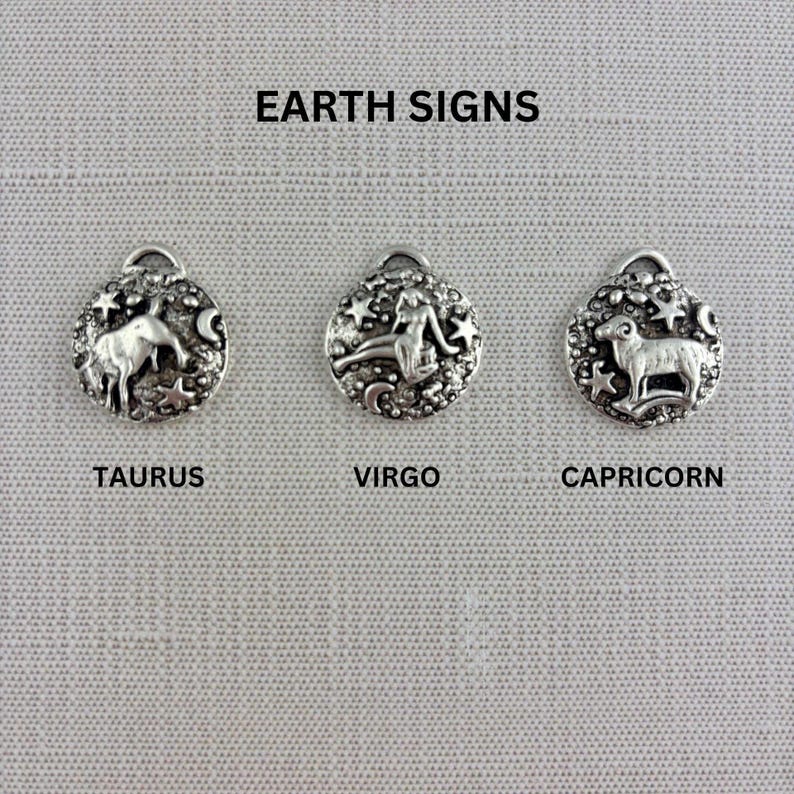 Zodiac Pendant, Silver Horoscope Charm, Birth Month Astrology Jewelry Making Medal, SL-6324 image 6