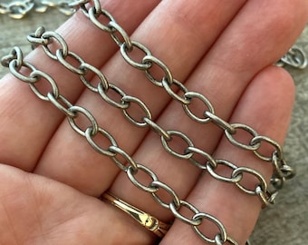 Silberkette, große Gliederkette, ovale Kabelkette, einfache Kette, Schmuckherstellung, PW-2004