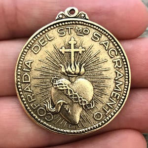 Sacred Heart Pendant, St. Augustine, Antiqued Gold Medal Pendant, Catholic Christian Jewelry, GL-6064