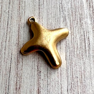 Small Smooth Rounded Cross Charm, Gold Modern Pendant, Jewelry Making Carsons Cove GL-6242 image 1