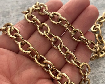 Large Gold Chain with Design, Thick Antiqued Gold Chain, Chain by the Foot, Carson's Cove Jewelry Supplies, GL-2007