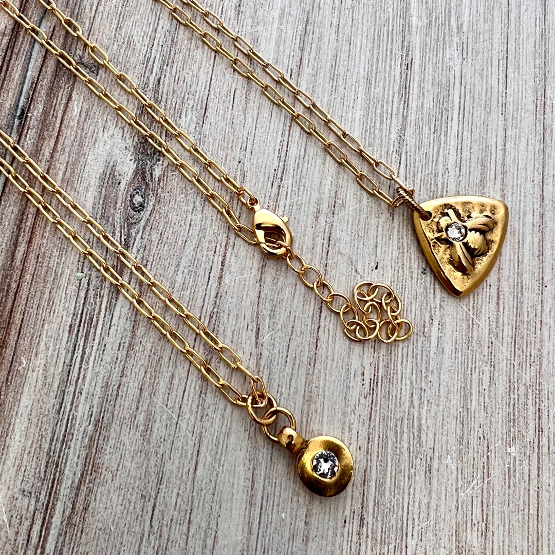 Gold Paperclip Chain Necklace, 17, 18, or 19 Inch, Small Links, 17 In ...