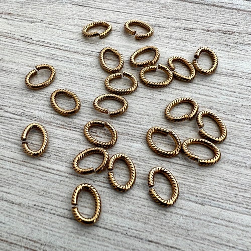 6x8mm Oval Antiqued Gold Jump Rings Textured Brass Jump Etsy