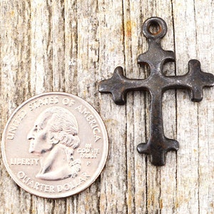 Cross Charm, 2, Antiqued Cross, Pendant, Rosary, Rustic Brown Cross, Patina Cross, Spanish Cross, Crucifix, BR-6006 image 4