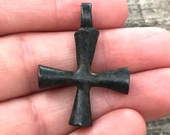 Rustic Cross Jewelry Necklace, Modern Maltese Pendant, Leather Cross, Necklace Women, Men's Jewelry Supplies, Religious Jewelry, BR-6035
