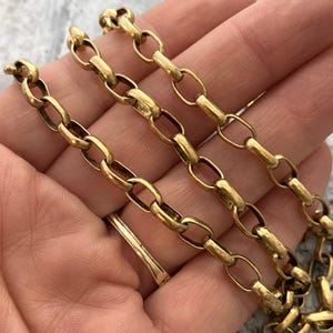 Large Gold Chain, Flat Rounded Link Rectangle Gold Chain by the Foot, Jewelry Supplies, GL-2026