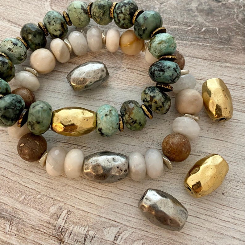 Grande perle coulissante ovale en forme de baril artisanal, résultat d'or vieilli, Fournitures pour bijoux, GL-6174 image 5