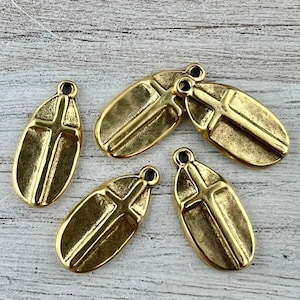 Oval Cross Charm, Gold Pendant, Artisan Jewelry Findings, GL-6309 image 4
